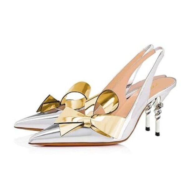 YDN Shoes - YDN Women Pointed Toe Slingback Slip on Dress Pumps Stiletto Mid Heels Evening P